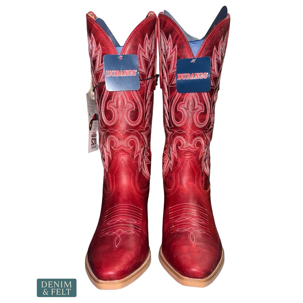 NEW Durango Shyloh Crimson Red Western Boots Snip Toe Cowgirl Rodeo Statement - Picture 7 of 16